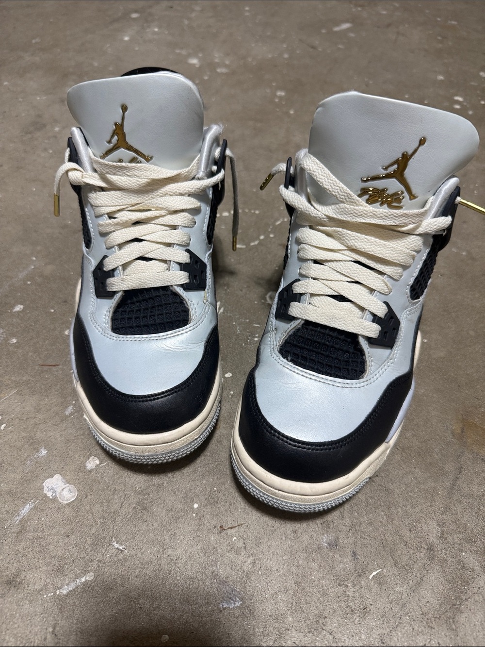 Jordan Kids Sneakers in White, Black & Gold Accents